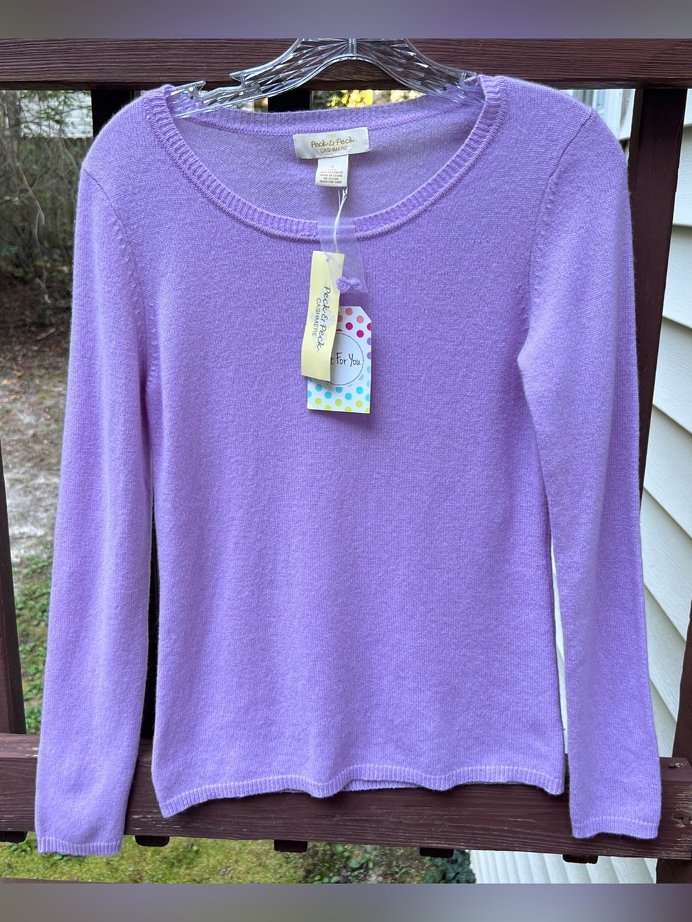 Peck & Peck Women L/S Pullover 2 Ply 100% Cashmere Lilac Sweater,Minimalist|Sz:S
